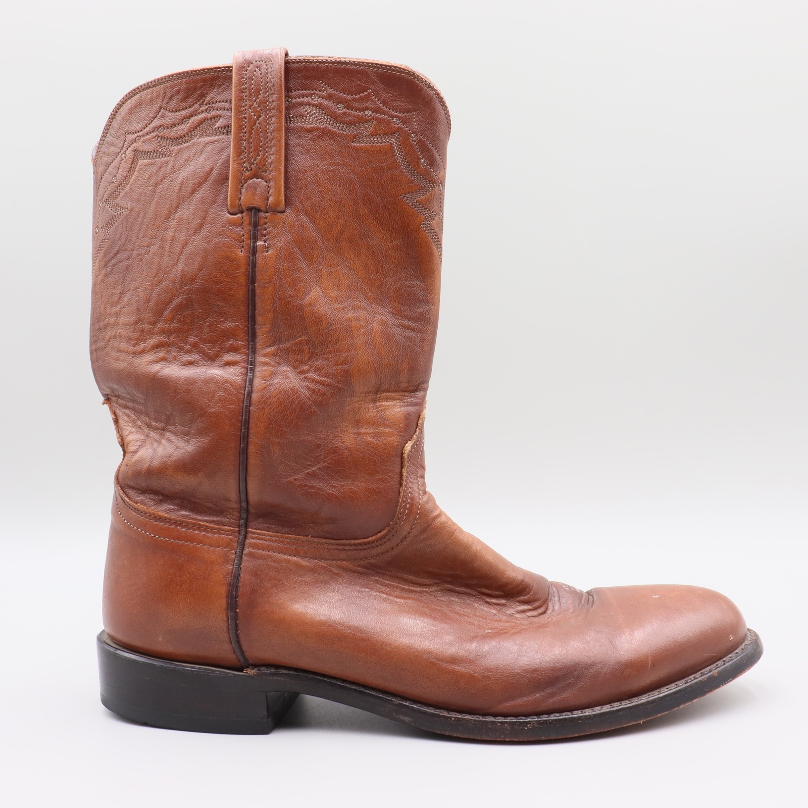 Lucchese 2000 Mens Size 11d Brown Leather Western Cowboy Boots Usa Made 0085c2